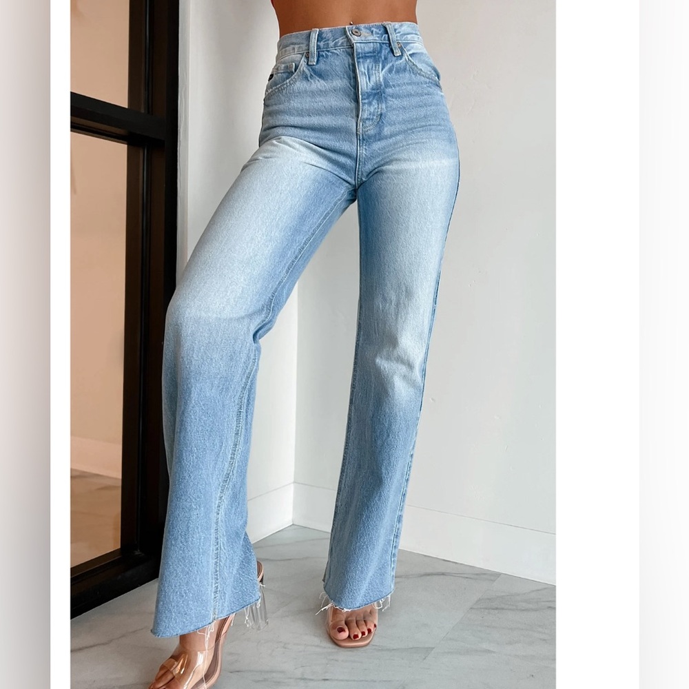 Gabi High Rise KanCan Lace Back Wide Leg Jeans (Light) Size 9/28